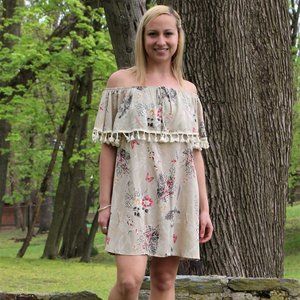 Easel Off the Shoulder Butterfly Sundress